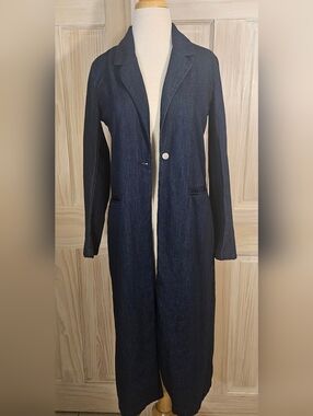 Forever21 Long Women's Denim Coat - Navy Blue Size S
